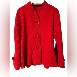 Vintage Maralyce Ferree Fleece Cardigan Size S Jacket Spring Cozy Soft Red